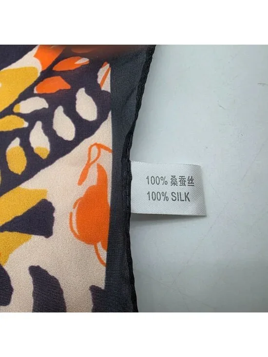 Vibrant Paisley Print Silk Large Wrap Scarf In Pink Orange & Black 42"x96" - Picture 8 of 9